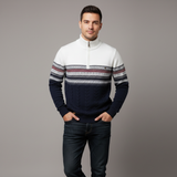 Maglione Uomo Mezza Zip con Motivo Etnico