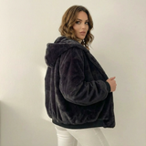 Giacca Bomber Teddy Reversibile con Cappuccio
