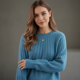 Maglione Donna a Righe con Collo Rotondo