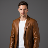 Blazer in Pelle da Uomo Taglio Slim