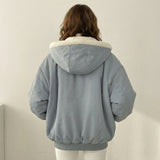 Giacca Bomber Teddy Reversibile con Cappuccio