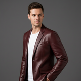 Blazer in Pelle da Uomo Taglio Slim