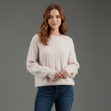 Maglione Donna a Righe con Collo Rotondo