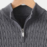 Maglione Uomo a Trecce con Mezza Zip
