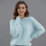 Maglione Donna a Righe con Collo Rotondo