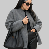 Giacca Bomber in Misto Lana Vestibilità Boxy