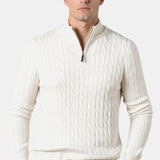 Maglione Uomo a Trecce con Mezza Zip