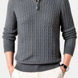 Maglione Uomo a Trecce con Mezza Zip