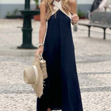 Vestito con scollatura a V e schiena scoperta