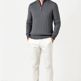 Maglione Uomo a Trecce con Mezza Zip