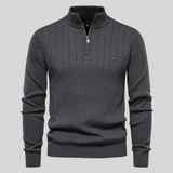 Maglione Uomo a Coste in Misto Lana con Zip