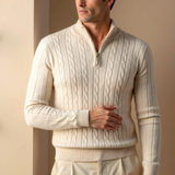 Maglione Uomo a Trecce con Mezza Zip