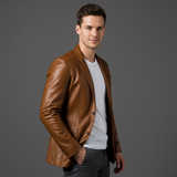 Blazer in Pelle da Uomo Taglio Slim