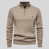 Maglione Uomo a Coste in Misto Lana con Zip