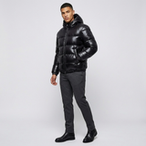 Giacca Puffer Uomo Lucida Imbottita con Cappuccio