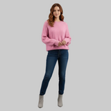 Maglione Donna a Righe con Collo Rotondo