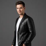 Blazer in Pelle da Uomo Taglio Slim