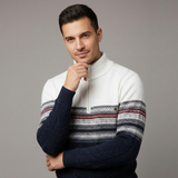 Maglione Uomo Mezza Zip con Motivo Etnico