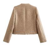 Giacca in Tweed Corta Leggermente Sagomata