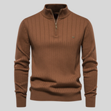 Maglione Uomo a Coste in Misto Lana con Zip