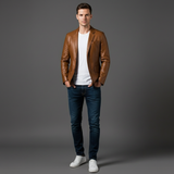Blazer in Pelle da Uomo Taglio Slim