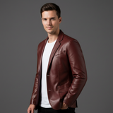 Blazer in Pelle da Uomo Taglio Slim