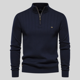 Maglione Uomo a Coste in Misto Lana con Zip