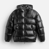 Giacca Puffer Uomo Lucida Imbottita con Cappuccio