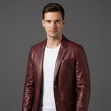 Blazer in Pelle da Uomo Taglio Slim