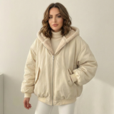 Giacca Bomber Teddy Reversibile con Cappuccio