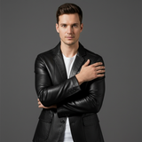 Blazer in Pelle da Uomo Taglio Slim