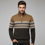 Maglione Uomo Mezza Zip con Motivo Etnico