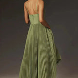 Abito in Tulle Plissettato Asimmetrico