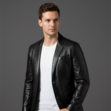 Blazer in Pelle da Uomo Taglio Slim