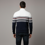 Maglione Uomo Mezza Zip con Motivo Etnico