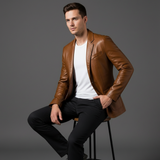 Blazer in Pelle da Uomo Taglio Slim