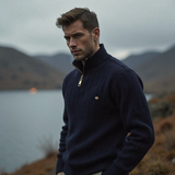 Maglione Uomo a Coste in Misto Lana con Zip