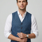Gilet Uomo con Scollo a V e Bottoni