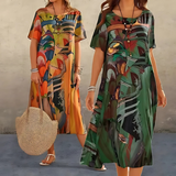 Abito Midi Donna con Stampa Astratta Floreale