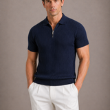 Polo Uomo a Coste con Collo Zip