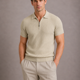 Polo Uomo a Coste con Collo Zip
