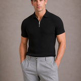Polo Uomo a Coste con Collo Zip