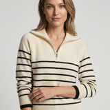 Maglione Donna a Strisce con Mezza Zip