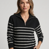Maglione Donna a Strisce con Mezza Zip
