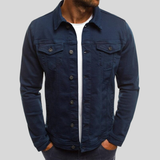 Giacca di jeans con abbottonatura e tasche sul petto da uomo