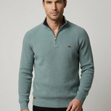 Maglione Uomo con Collo Alto e Mezza Zip