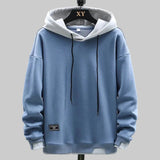 Felpa Uomo Casual Bicolore con Cappuccio