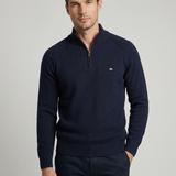 Maglione Uomo con Collo Alto e Mezza Zip