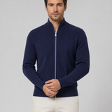 Cardigan Uomo con Zip Completa e Colletto Alto
