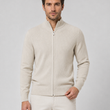 Cardigan Uomo con Zip Completa e Colletto Alto